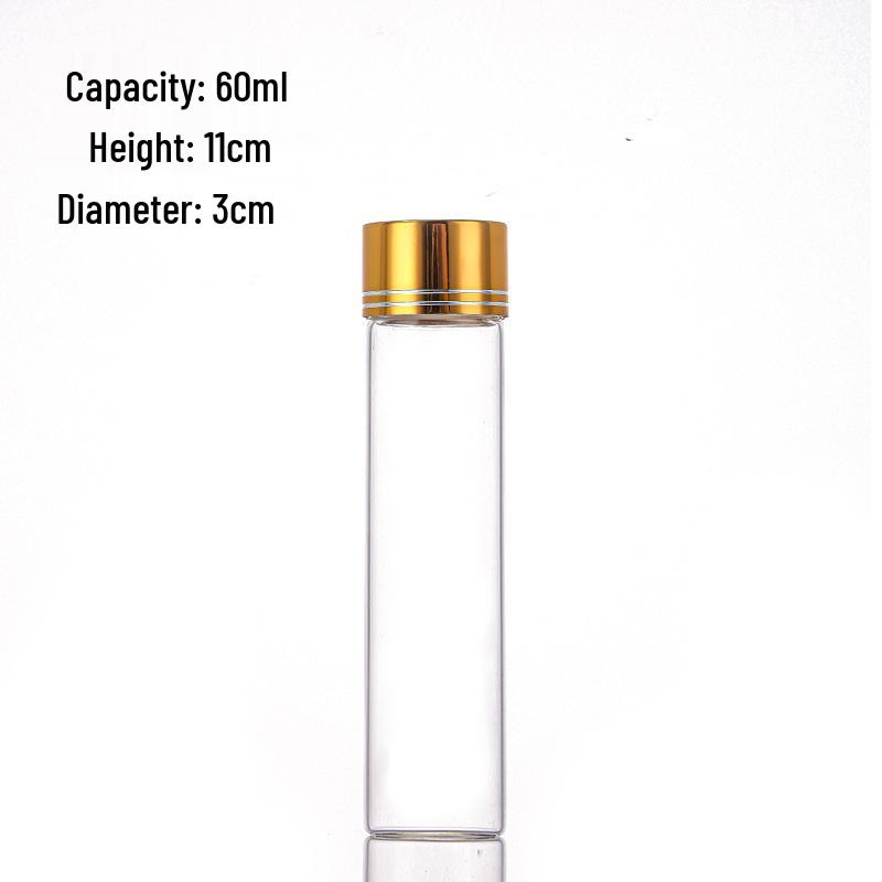 30mm Glass Test Tube with Oxidized Gold Screw Cap, Sealed Agarwood or Spice Display Bottle