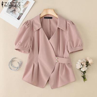 Women Summer V-Neck Casual Short Sleeve Blouse