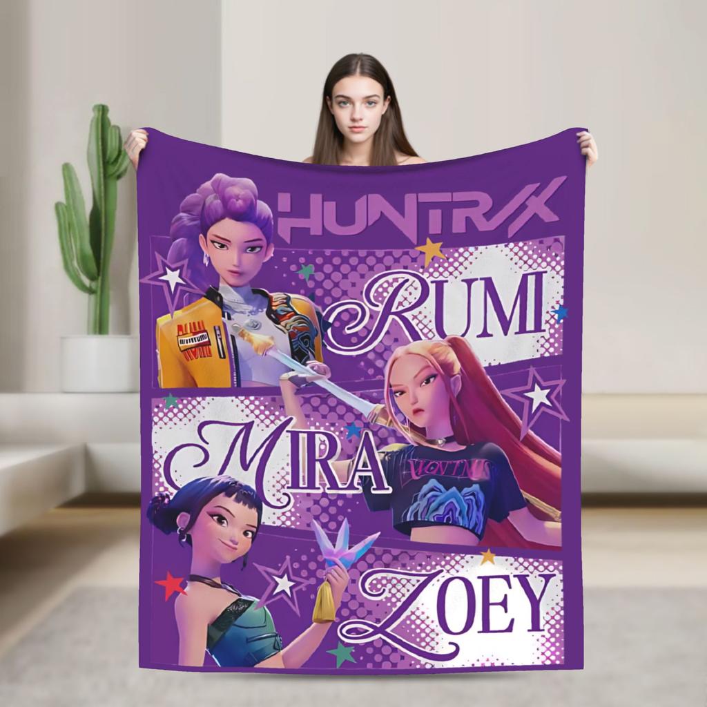 HUNTRIX KPOP Dämonenjäger Anime Flanelldecke Fantastische Überwurfdecke für Zuhause 200x150cm Teppichstück