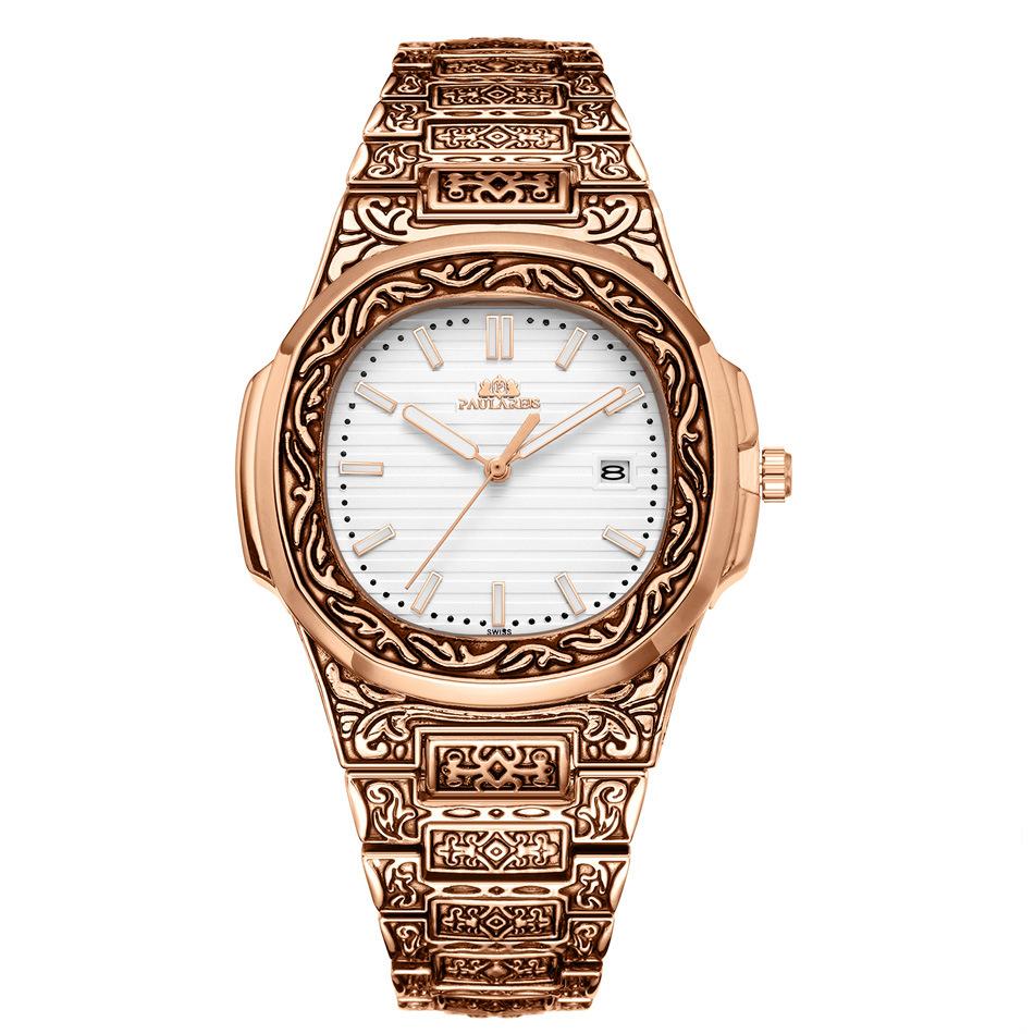 Paulareis Quartz Carved Parrot Calendar Glow Men's Watch QUARTZ WATCH