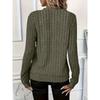 Høst og Vinter Dame Strikket Ribbestrikket Ensfarget Stoff Glidelås Langermet Dame T-skjorte