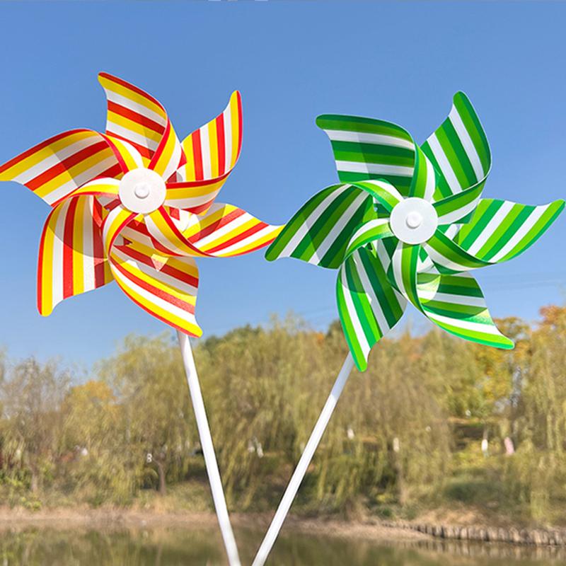 22Cm Six-Leaf Stripes Solid Color Small Plastic Hand-Held Windmills Garden Plant Flower Repellent Windmill Outdoor Decoration