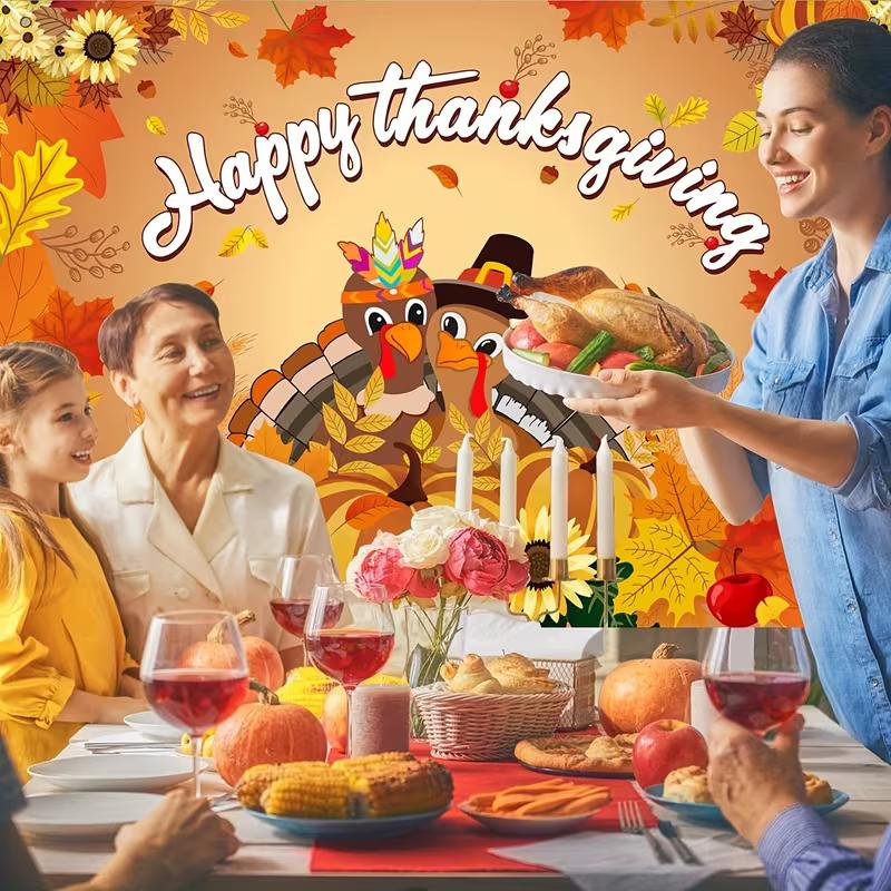 2D Cheerful Happy Thanksgiving Turkey Photography Background