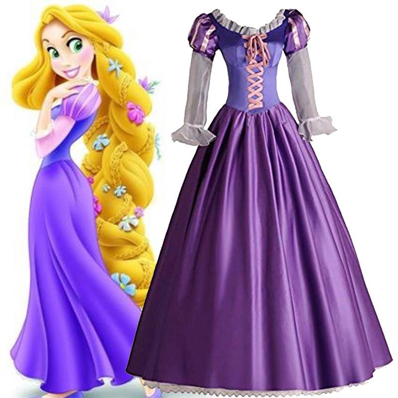 Elegant Adult Rapunzel Fancy Women Dress Cosplay Costume For Halloween Parties