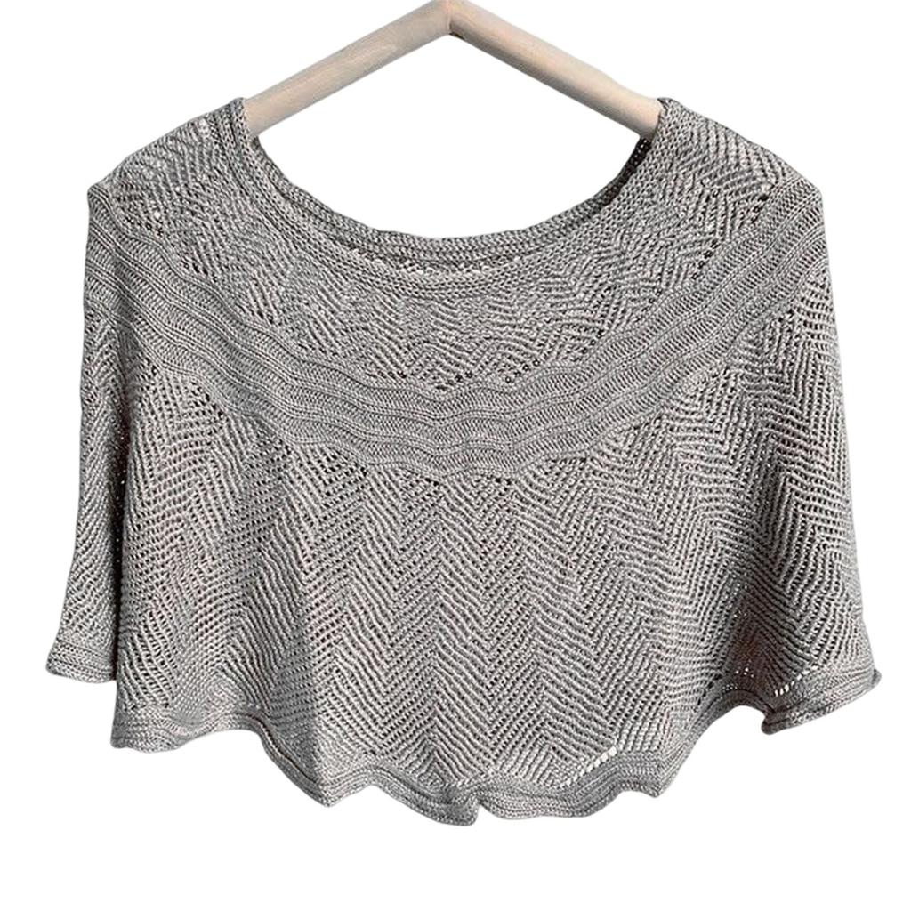 Womens Loose Crochet Tops Hollow Lace Out Cotton Shrug Poncho Shawl Wrap Crewneck Summer Beach Cover Up Shoulders Warm Shawl