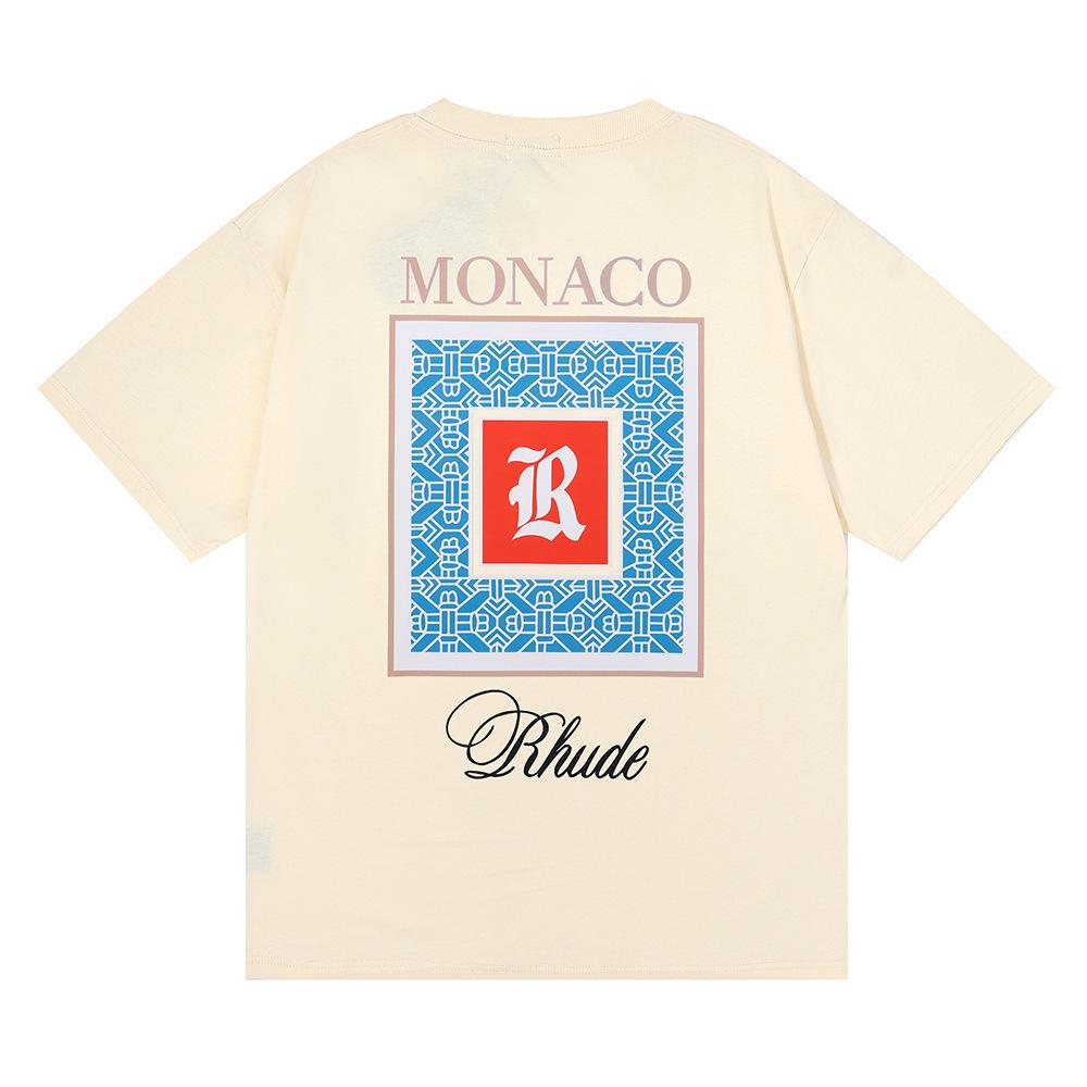 Grenzüberschreitende europäische und amerikanische Trendmarke RHUDE Marokko Mikro-Label gedrucktes kurzärmeliges T-Shirt für Männer und Frauen Paare High Street locker