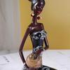 African Lady Figurine Tribal Women Statue Exotic Ornaments for Living Room
