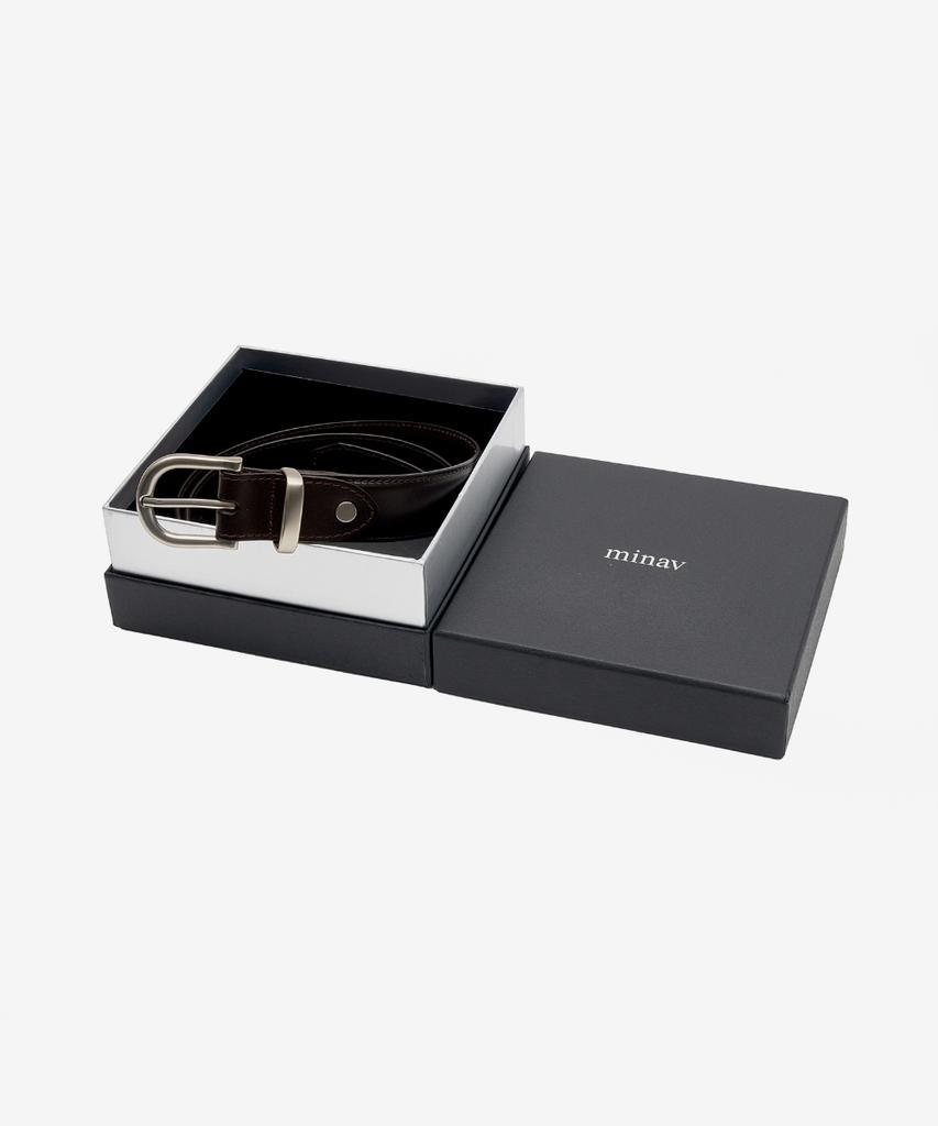 MINAV Minimal Real Leather Belt [Brown]