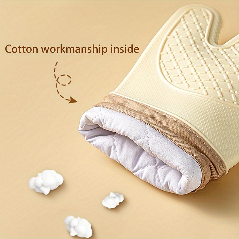 Two Oven Mitts Kitchen Heat Insulation Anti-scald Gloves Baking Thickened Silicone High Temperature Microwave Oven Mitts Non-slip