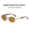 European Style Metal Oval Sunglasses With Uv400 Protection For Fashionable Outdoor Activities