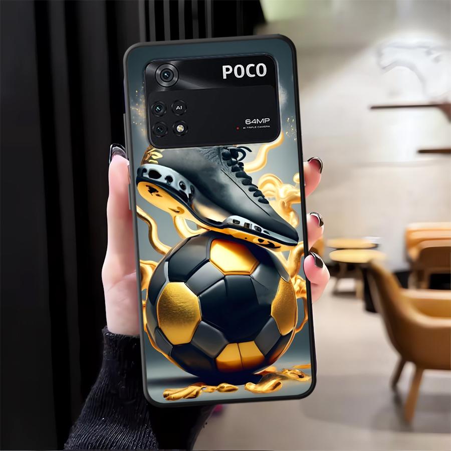 Fußball Krone Hülle Handyhülle Case für Xiaomi Poco F8 M3 M4 M7 Pro F3 M5 C50 C61 X3 X4 X5 X7 Pro F1 C71 C75