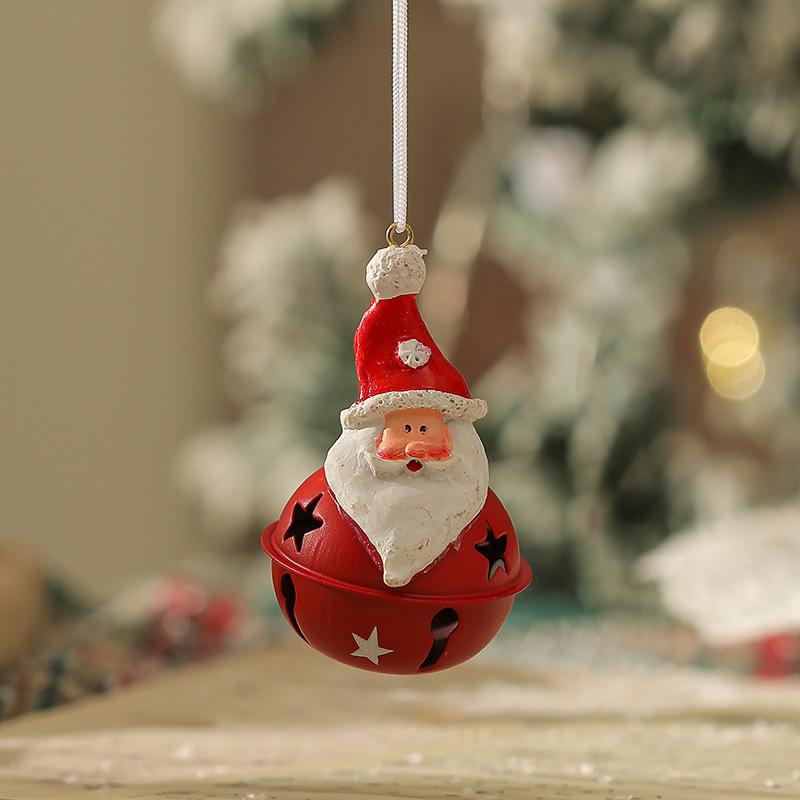 1PC Santa Claus Bell Decoration Xmas Tree Ornaments Vintage Iron Pendant Creative Elk Snowman Hanging Ornament Christmas Bells