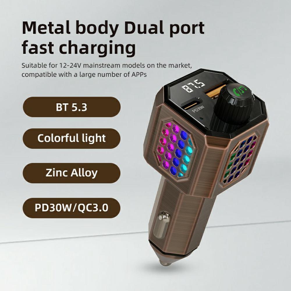 

C70 Car Charger Adapter Zinc Alloy PD 30W Fast Charging Cigarette Lighter Compatible with All Phones