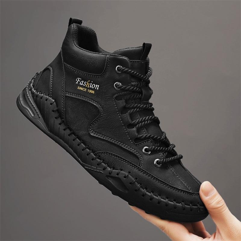 38-47 Übergröße Herrenschuhe Handgenähtes Leder Herrenstiefel Spaltleder Freizeitlederschuhe Herren Stiefeletten