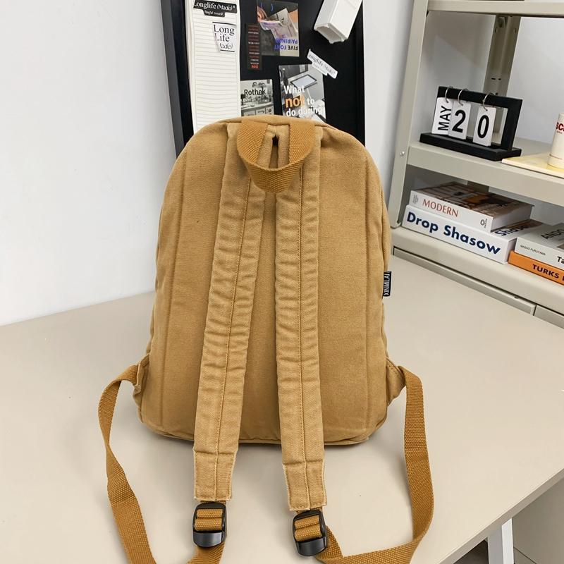Student Schoolbag Women's Solid Color Travel Bag Men's Canvas Backpack