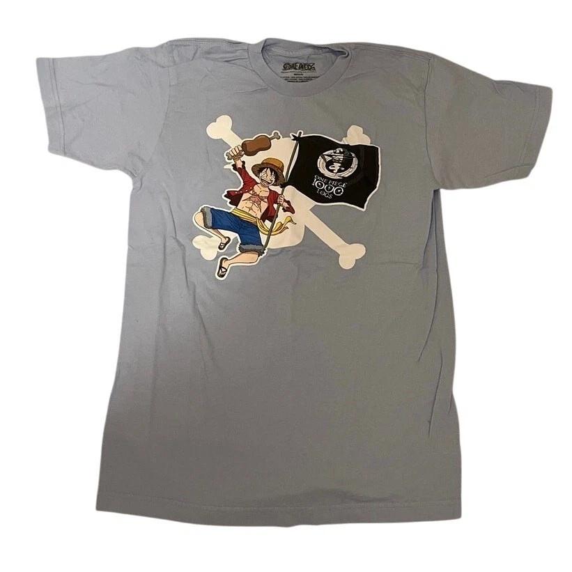 

One Piece Luffy 1000 Logs Flag T-Shirt - Blue - M - 100% Cotton - NEW 2XL