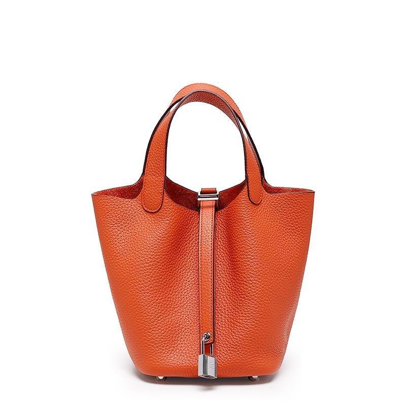 Vegetable Basket Bag Women's High-quality Leather Exquisite Bucket Bag, Niche Large-capacity Women's High-end Handbag