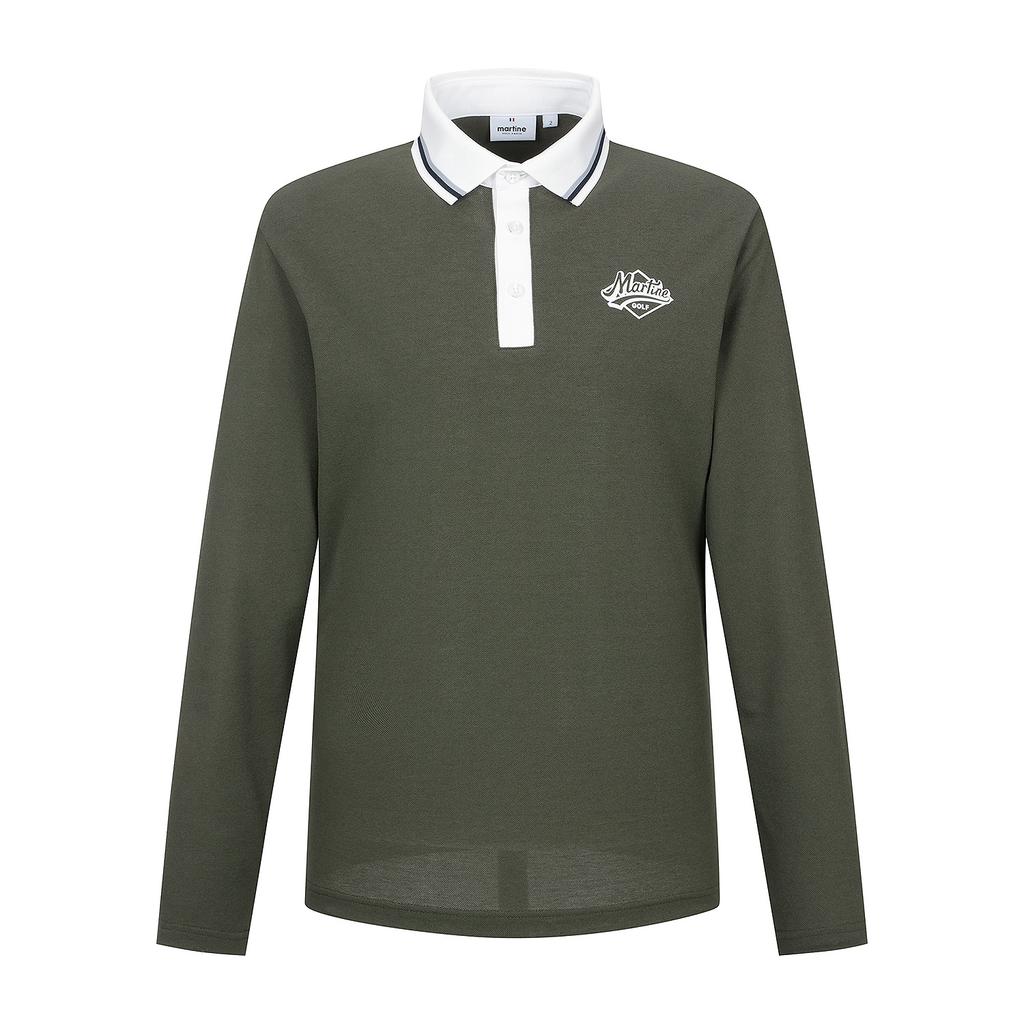 MARTINE GOLF Collar Color Matching Polo Shirts_Khaki (Men)