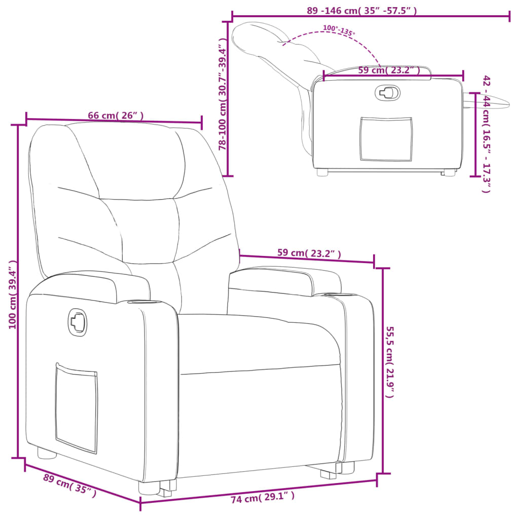 Recliner Chair with Rising Assistance Burgundy Faux Leather