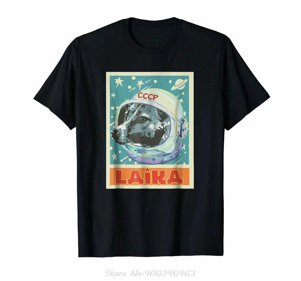 

Yuri Gagarin Laika Cccp T-shirt Men Ussr Soviet Union Printed Gosha T Shirt Astronaut Laika Dog Propaganda CCCP Cotton Tshirt S
