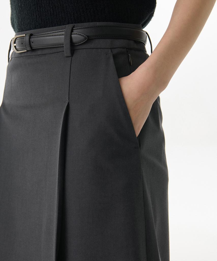 Musinsa Standard Woman Women'S Panel Slit Knee Length Skirt [Gray]