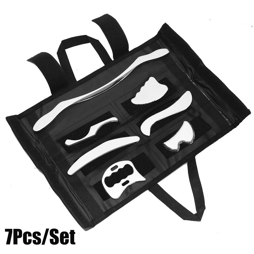 Botqtow 7PCS Stainless Steel Gua Sha Tools Set Muscle Scraper For Soft Tissue Therapy And Massage