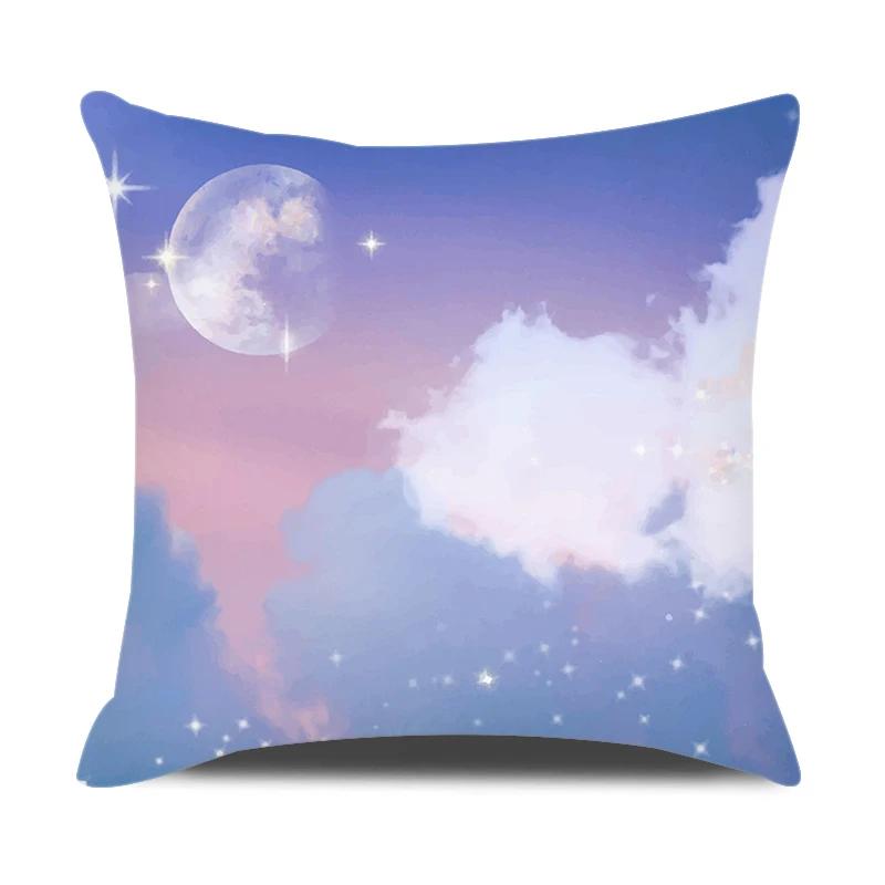 Beautiful Night Sky Printed Throw Pillow Cover With Short Plush Print Living Room Sofa Decoration Cushion Cover Pillow Covers