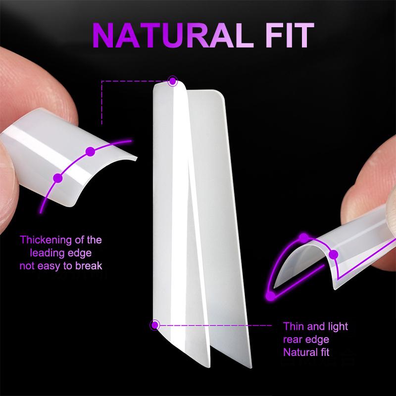 120/504Pcs French False Nail Tips Nail Artificial Duckbill Shape Nails Press On Nail Full Cover With Clear Plastic Box Nail Art