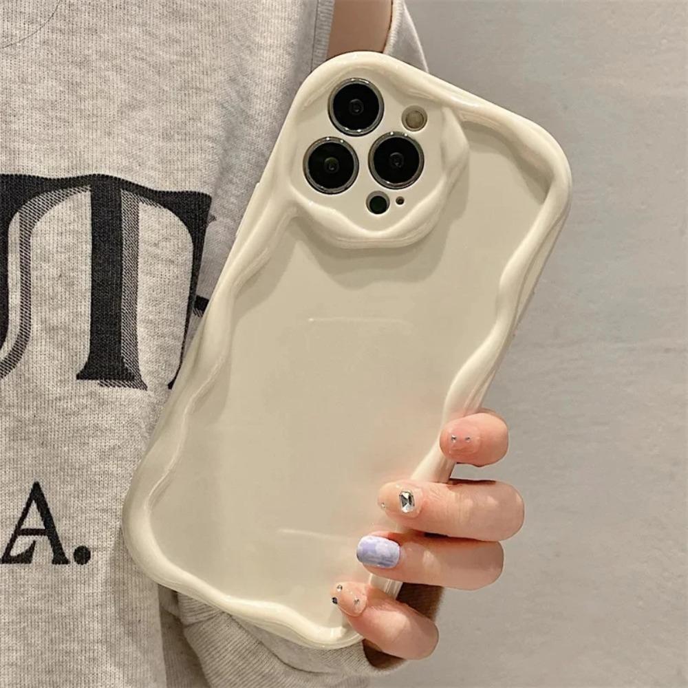Solid Colour Wave Phone Case for IPhone 11 12 13 14 15 16 Pro Max 16 15 Plus Wear-resistant Couple Model Shockproof Phone Case