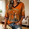 Women's Halloween Print V-Neck T-Shirt Casual Fashion Top