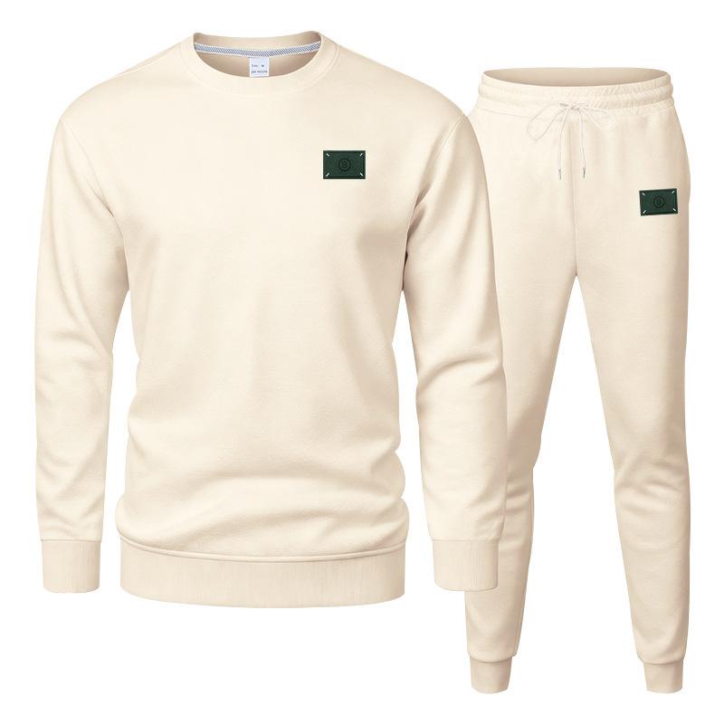 

Осенне-зимний комплект мужского оверсайз свитшота с круглым вырезом для повседневной спортивной одежды из плотного флиса с подкладкой XXXL абрикосовый