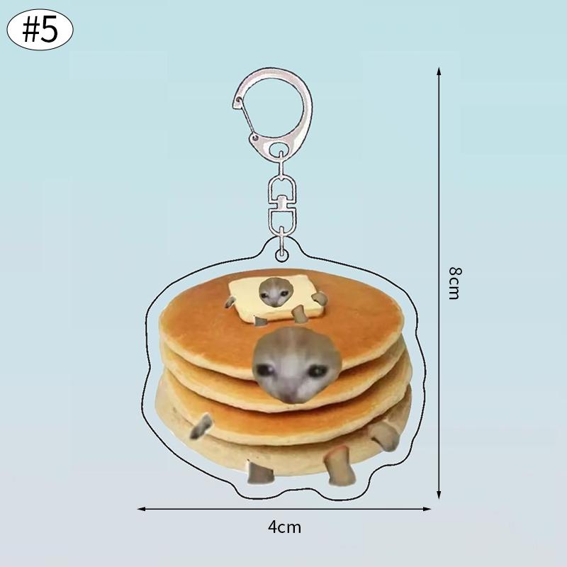 Banana Happy Cat Keychain Acrylic Funny Meme Keyring Backpack Hanging Pendant Mobile Phone Bag Charms Cute Keychain Accessories