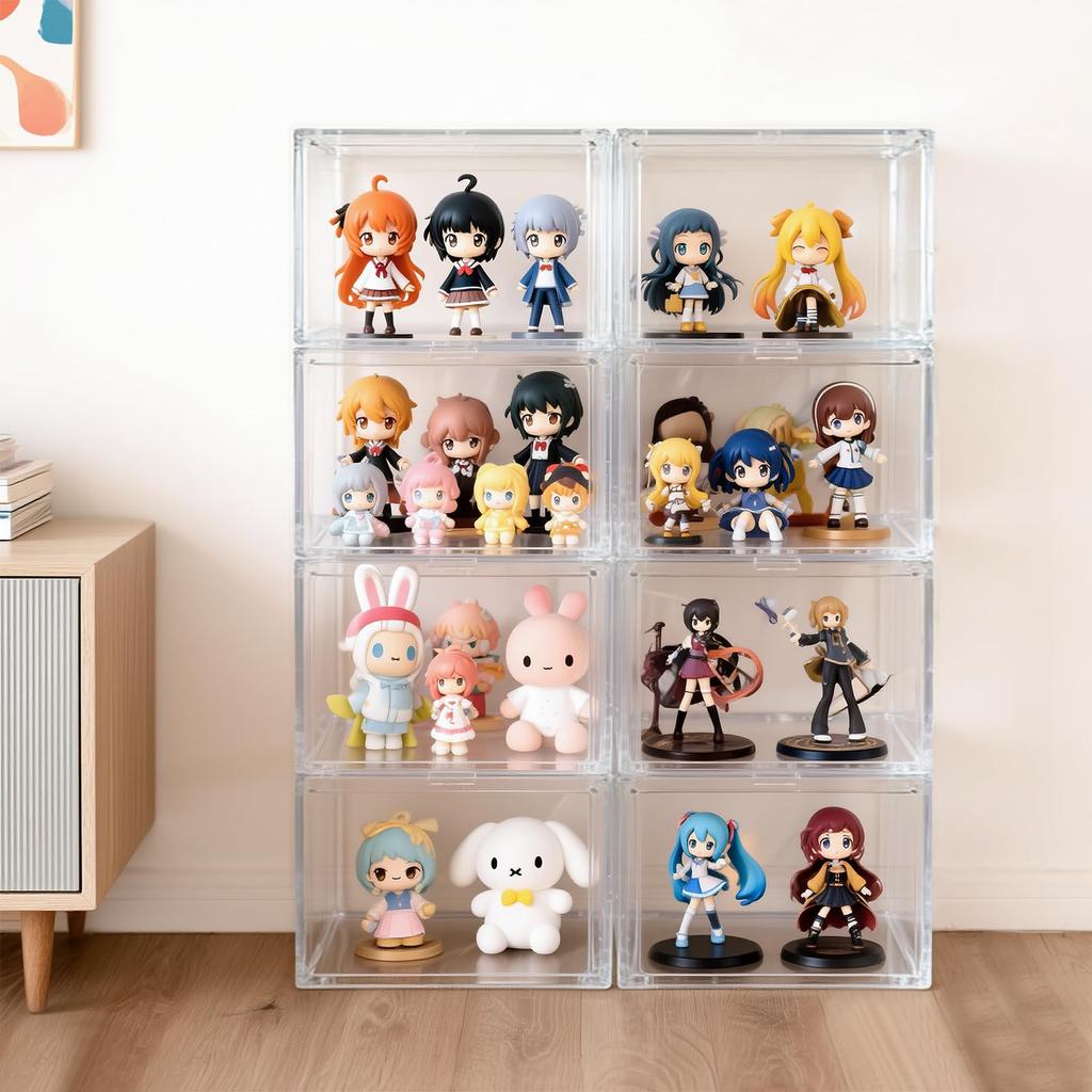PakOne Figure Case Collection Storage Transparent Display Clear Acrylic Collection Display Figure Magnetic Front Glass Storage Collector Hobby Show