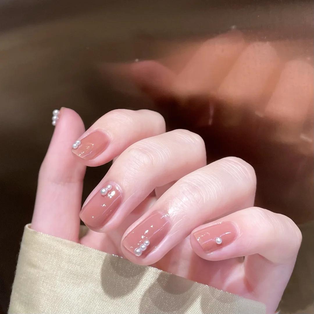 

Jelly Pearl DIY Removable Nail Art - 24 Fresh Style Fake Nails