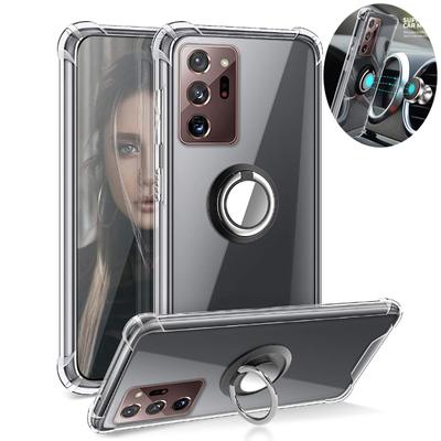 Žiedo stovas Skaidrus dėklas Samsung Galaxy Note 20 Ultra 10 plus lite 9 8 Laikiklis Oro pagalvė Smūgiams atsparus Skaidrus minkštas silikoninis telefono galinis dangtelis