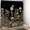 Black And Gold Floral Shower Curtain Dark Golden Flower Shower Curtains Set Botanical Wildflower Bath Curtain Modern Art Plant A