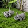 Movable Rhino Figurine 3D Printed Knitted Rhinoceros Figurine, Mini Fidget Toy with Desktop Accessory Joints, Wild Animal Collectible Figure for Desk