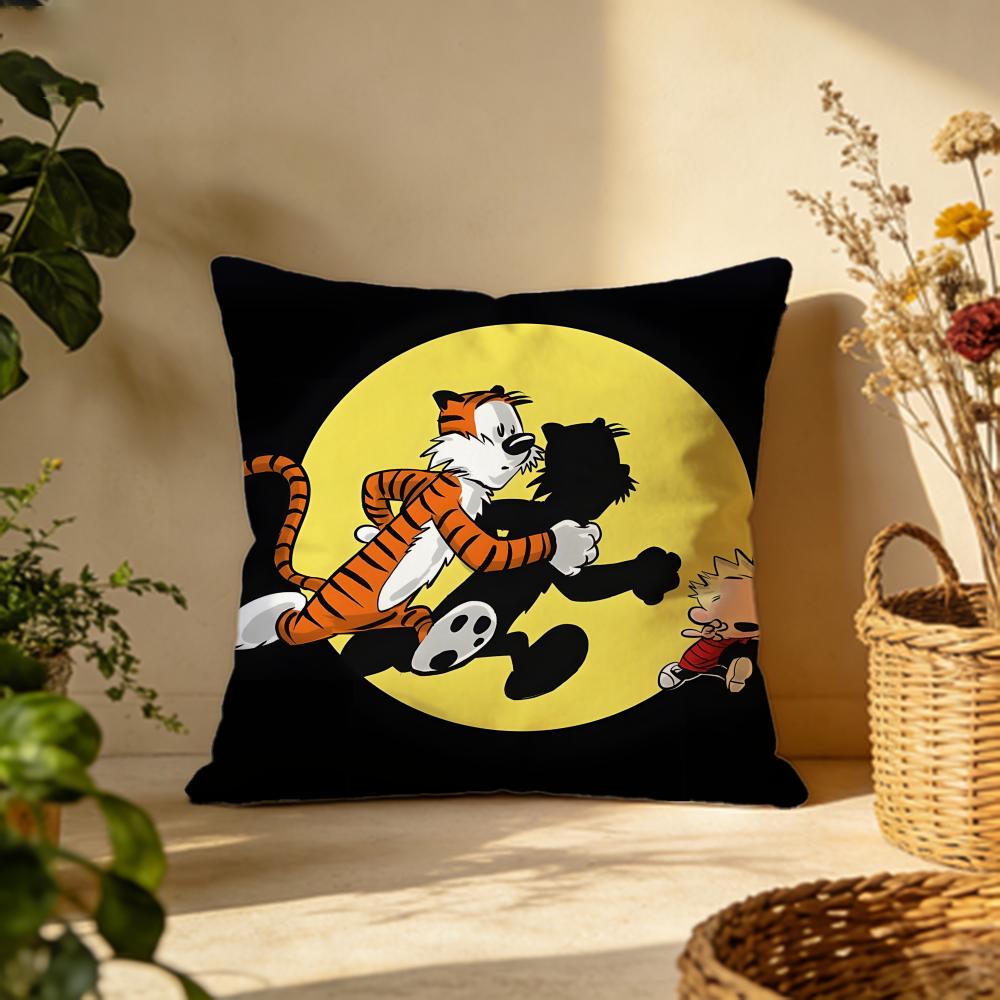 Stylish CCalvin and Hobbesful Cushion Cover Versatile DoubleSided Pillow Case Fit for Sofa Bed Car Daily Decor