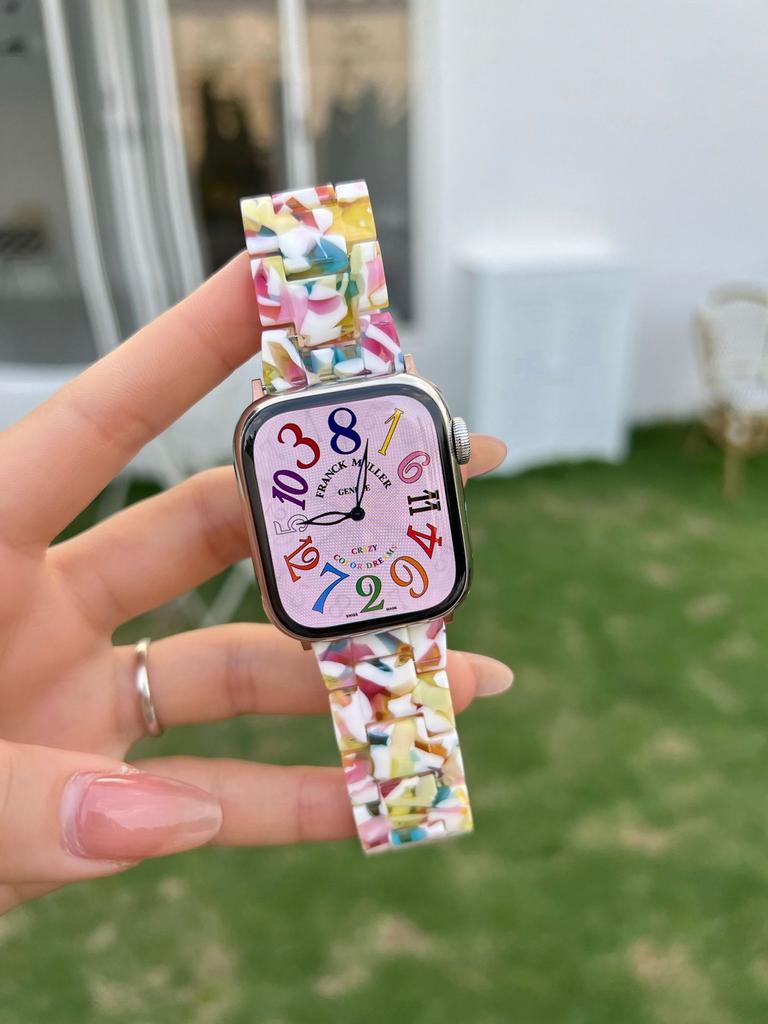 Lightweight Resin Band Compatible with Apple Watch iWatch Series 12 11/10, Summer Soft Breathable Sport Replacement Strap