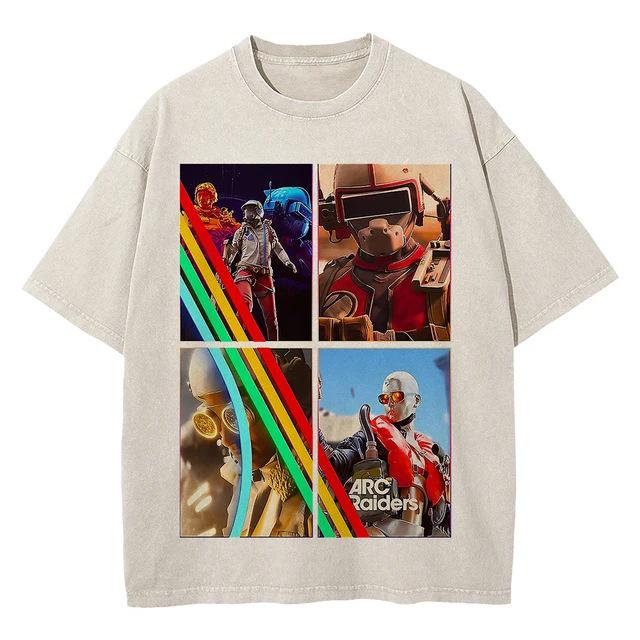 Camiseta ARC Raiders 100% Algodão Lavado Vintage para Homens/Mulheres