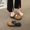 Baotou half slippers women's outer wear 2025 spring and summer new square head retro versatile one-word buckle cool slippers