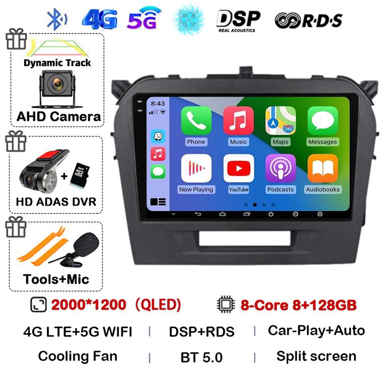 Android 14 Carplay Auto WIFI+4G For Suzuki Vitara 4 2017 2018 2019 2020 2021 2022 Car Radio Stereo Multimedia GPS Video Player