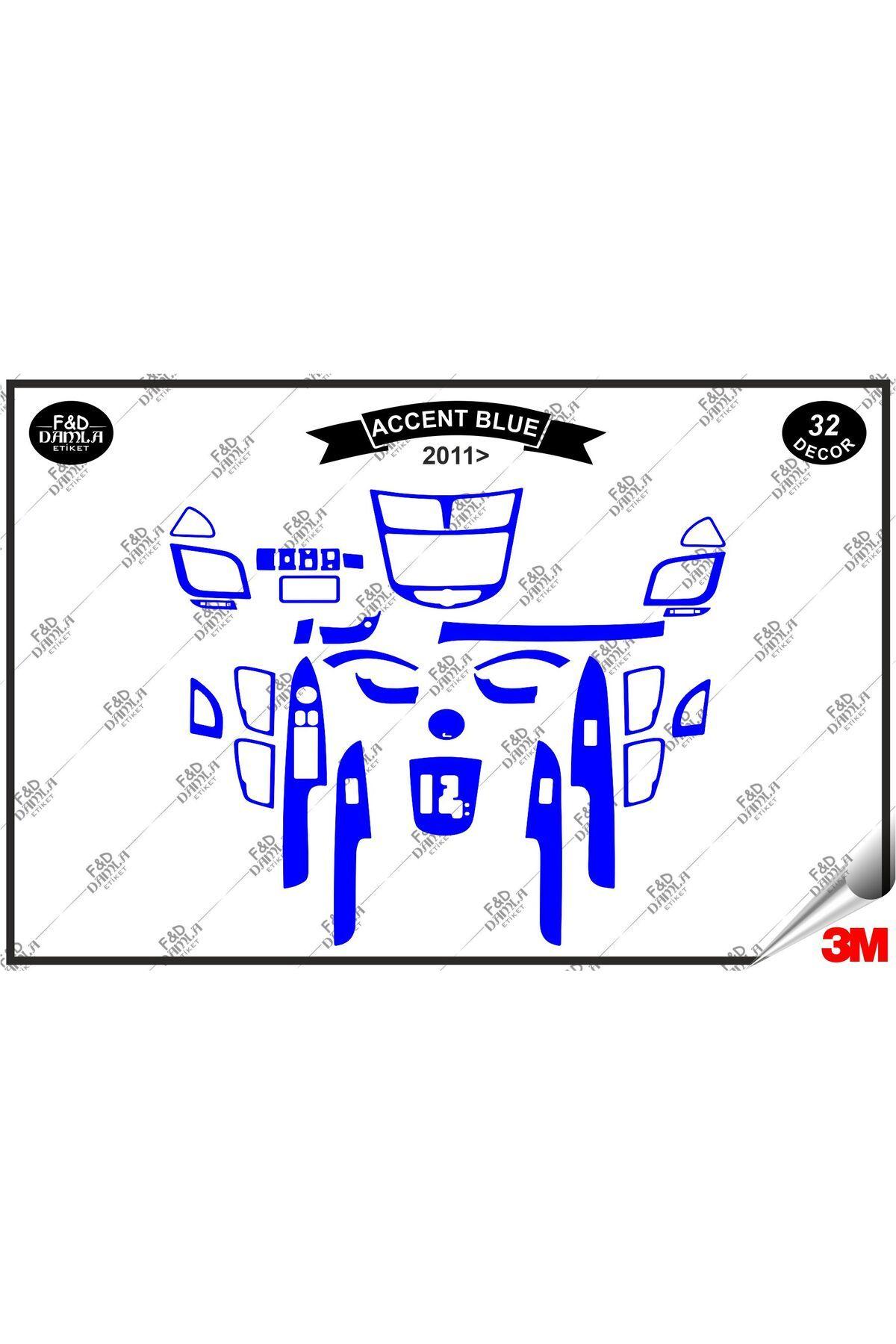 

Hyundaı Accent Blue 2011 Torpido Konsol Trim Göğüs Maun Kaplama Set 32 Parça Mavi