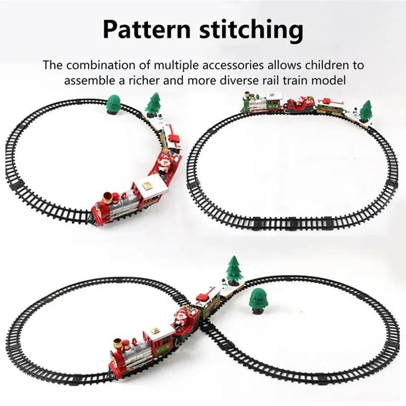 Christmas Series Train Track Electric Steam Track Train Model Lights Children'S Holiday Gifts Music Santa Claus Train Set
