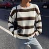 TEMU Europe 2026: American Retro Striped Knit Sweater - Loose Fit, Drop Shoulder, Long Sleeve, Round Neck.