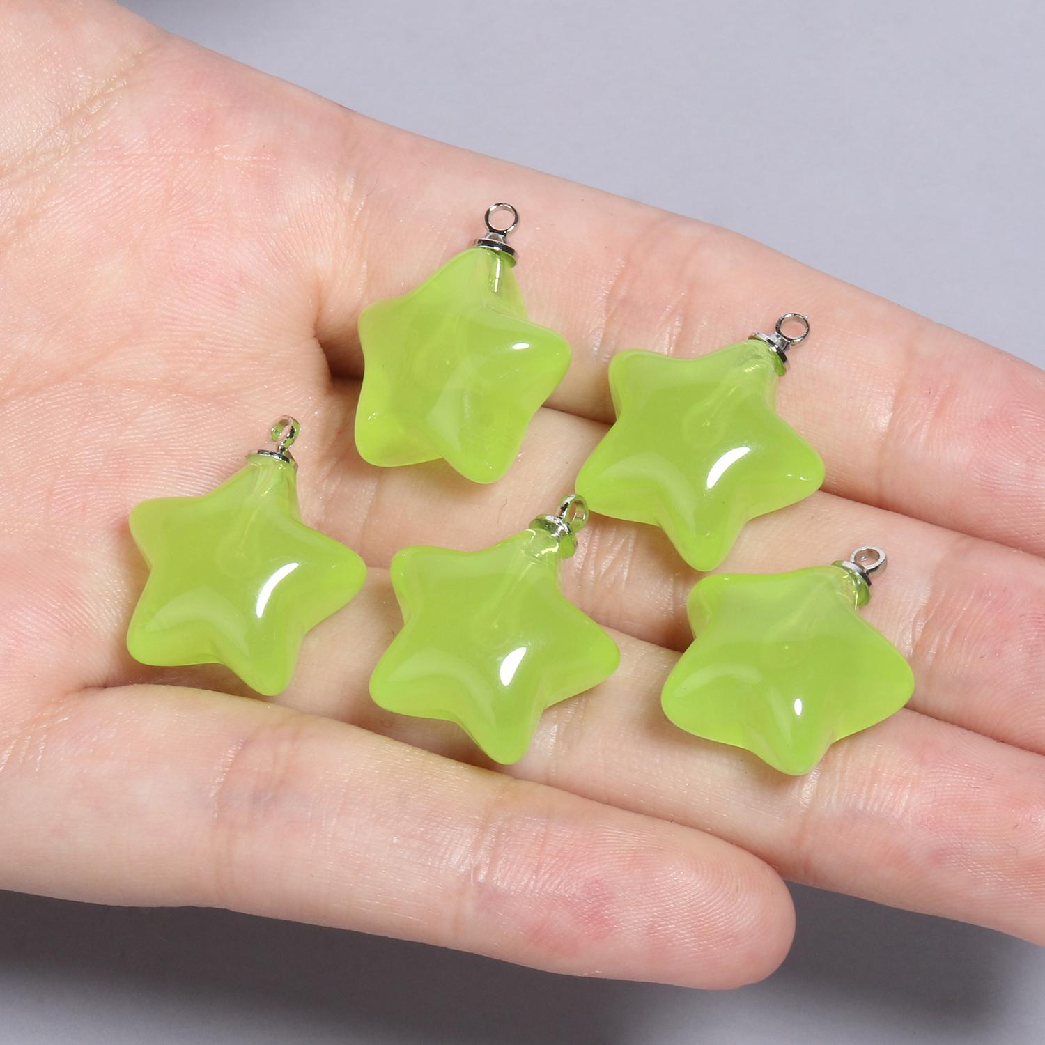 

Красочные подвески в виде звезд из смолы конфетного цвета, брелок, ожерелье ручной работы, браслет, изготовление ювелирных изделий, аксессуары для поделок своими руками, 10 шт. зелёный