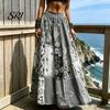 Long Skirt Maxi High Waisted 3D Floral Print Large Hem Lightweight Bohemia Style Summer Slimming Work Leisure Daily Wear Boho