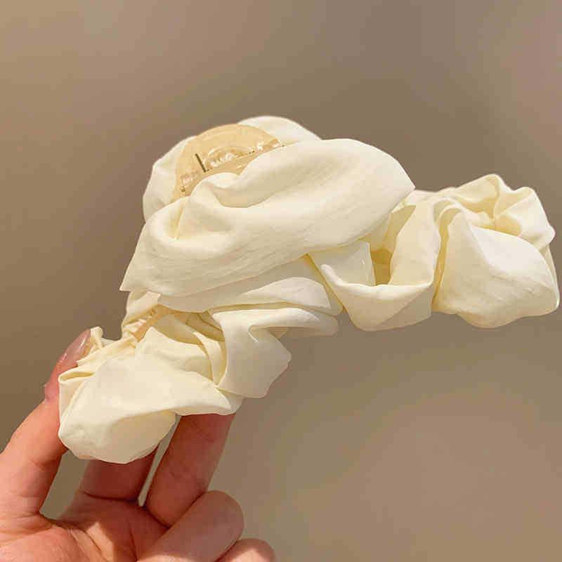 High-End Pearl White Lace Texture Hair Clip for Women