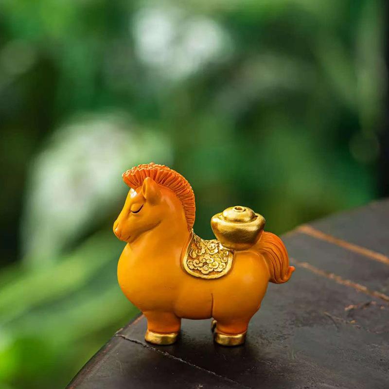 2026 Year of the Horse Incense Stick Holder, "Get Rich Immediately" Lucky Horse Figurine for Home Decor