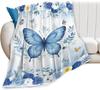 Butterfly Blanket Blue Butterflies Fleece Throw Blanket Soft Cozy Fuzzy Plush Warm Stuff Beautiful Butterfly Bedding Blankets